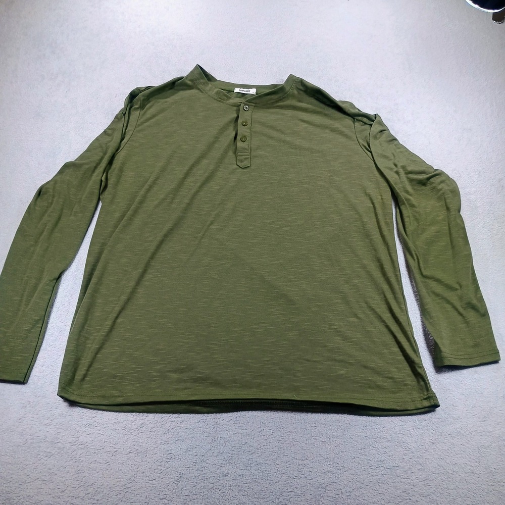 COOFANDY Mens Henley Long Sleeve Shirt Olive Green XL Slub Knit Button Top